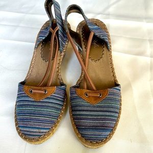 Hush Puppies shoes /Wedge denim weave espadrilles slingback cushioned / 7M